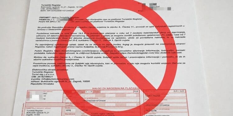 Ministarstvo upozorava iznajmljivače: “Turistički registar” nije službeni registar i niste dužni izvršiti uplatu!