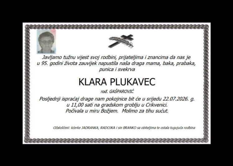 KLARA PLUKAVEC rođ. Gašparović