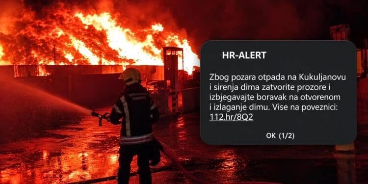 Zbog velikog požara otpada na Kukuljanovu, upozorenja SRUUK-a stižu i u Dramalj, Jadranovo te Crikvenicu