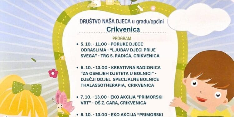 Dječji tjedan u Crikvenici donosi niz aktivnosti pod motom „Ljubav djeci prije svega“